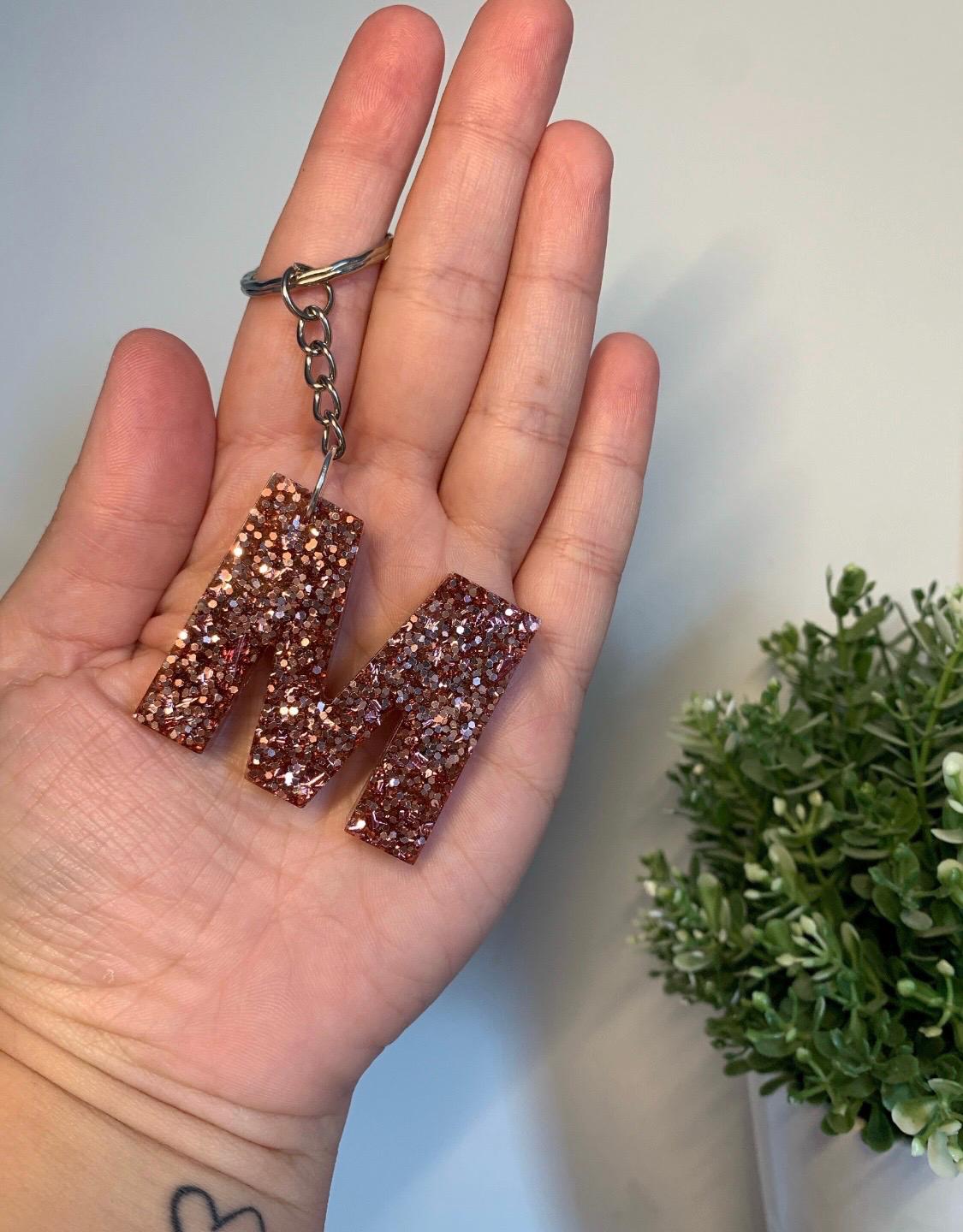 Letter Keyring / Keychain - Glitter (Availble in Silver, Gold or Pink)