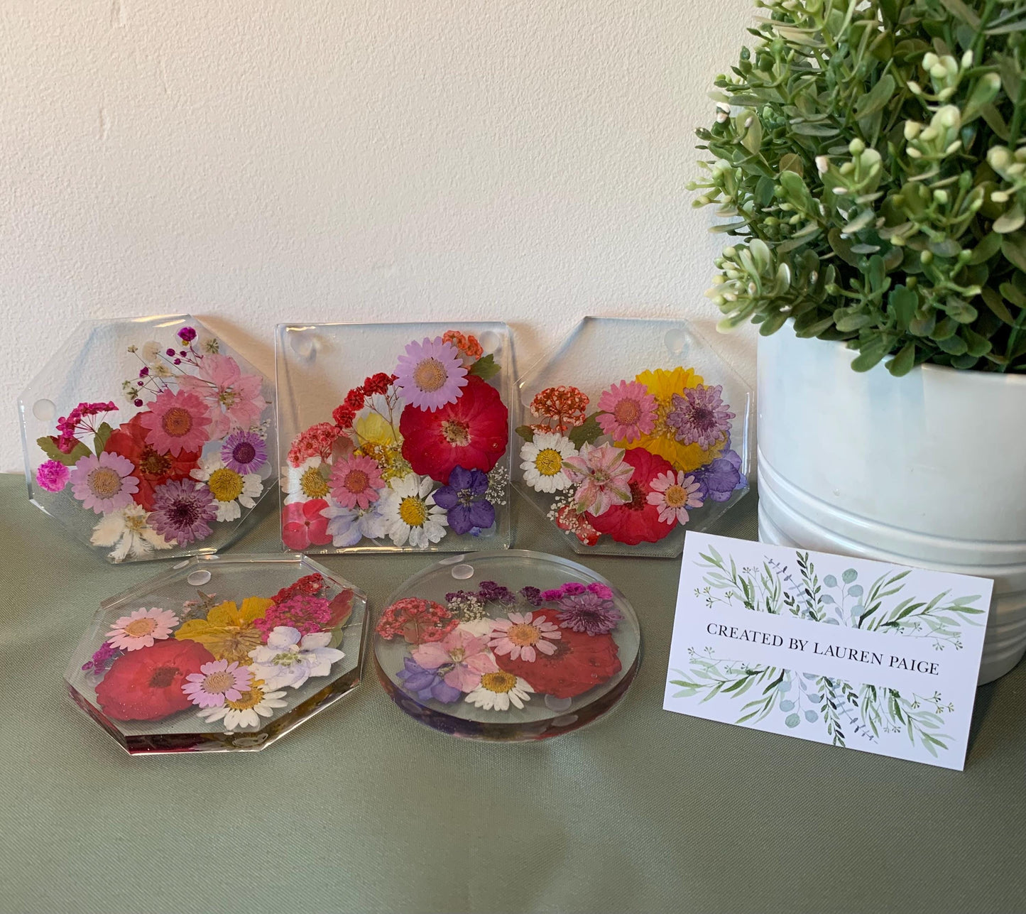 Coasters with Pressed Flowers