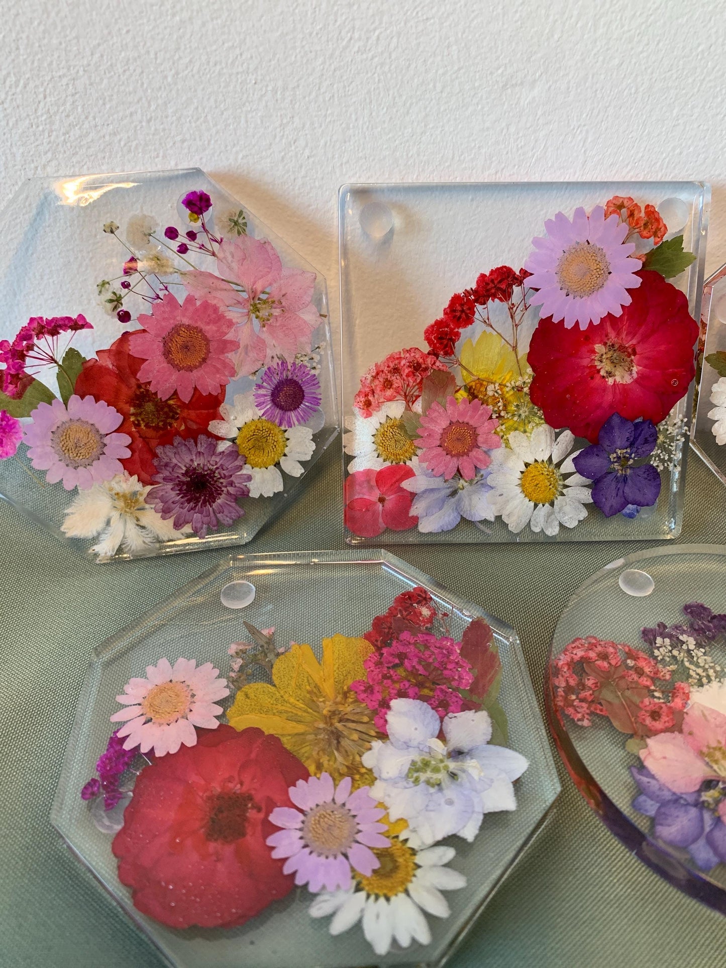 Coasters with Pressed Flowers