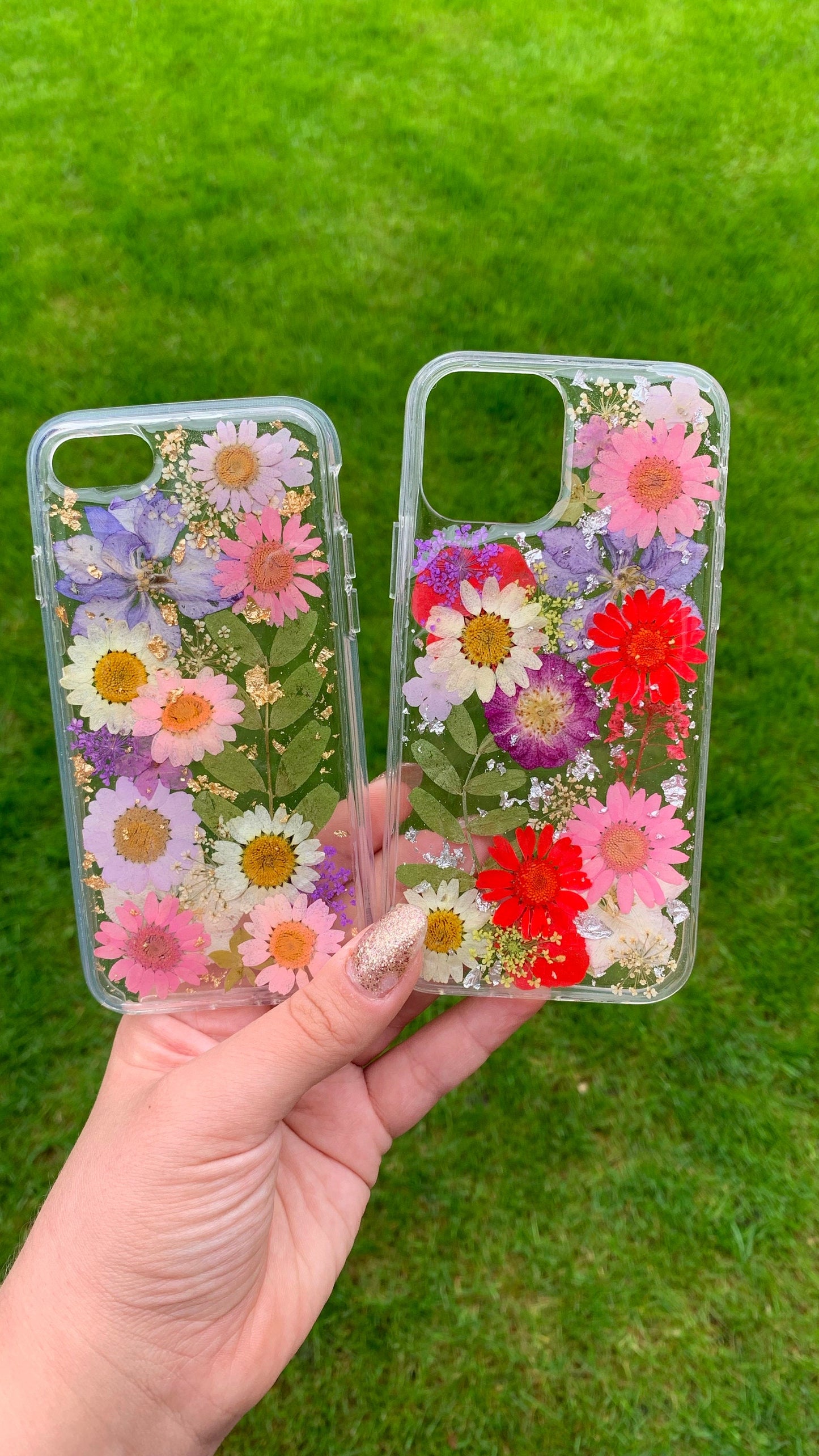 Personalised Pressed Flower Phone Case with Silver or Gold Foil