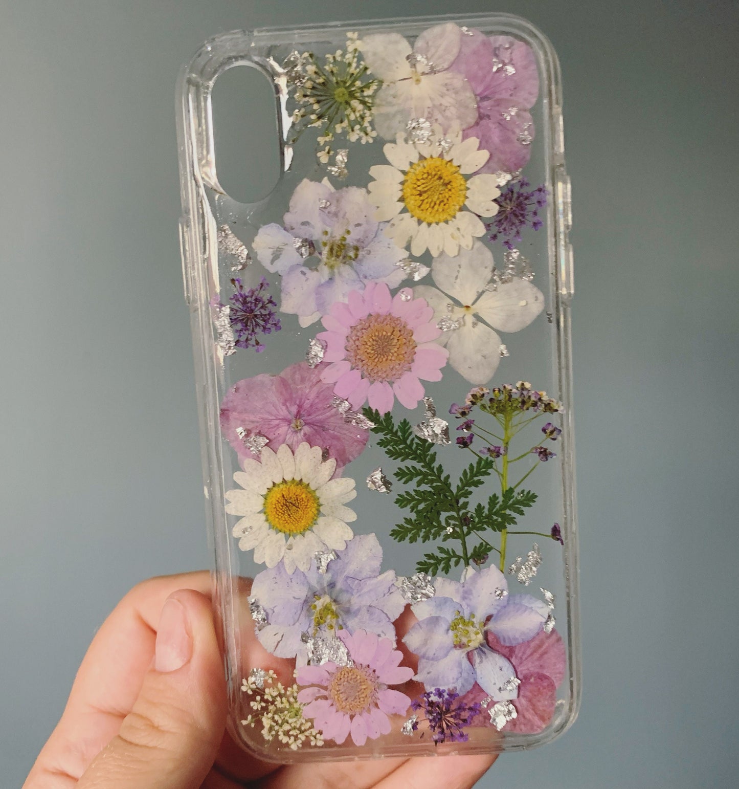 Personalised Pressed Flower Phone Case with Silver or Gold Foil