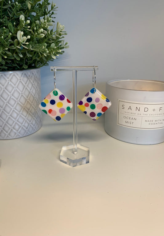 Polymer Clay Earrings - Bright Polka Dots