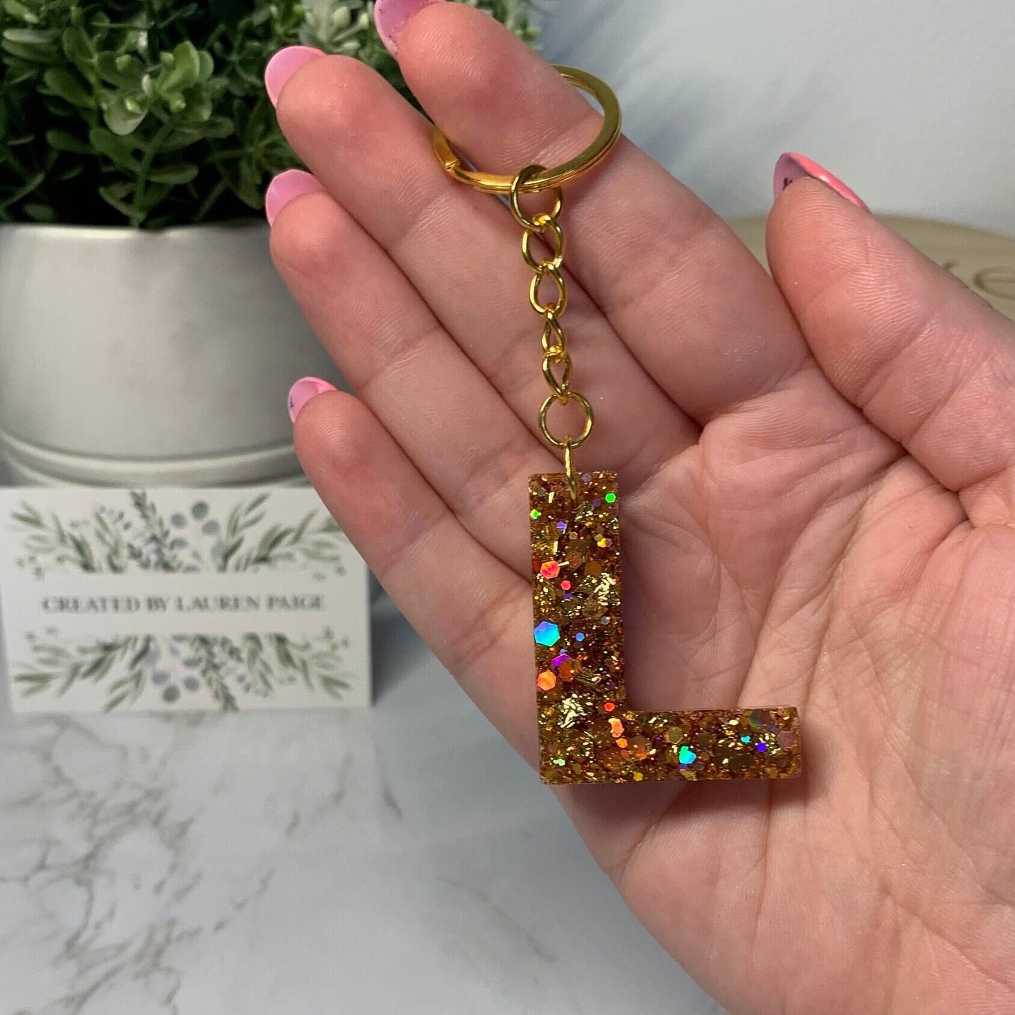 Letter Keyring / Keychain - Glitter (Availble in Silver, Gold or Pink)