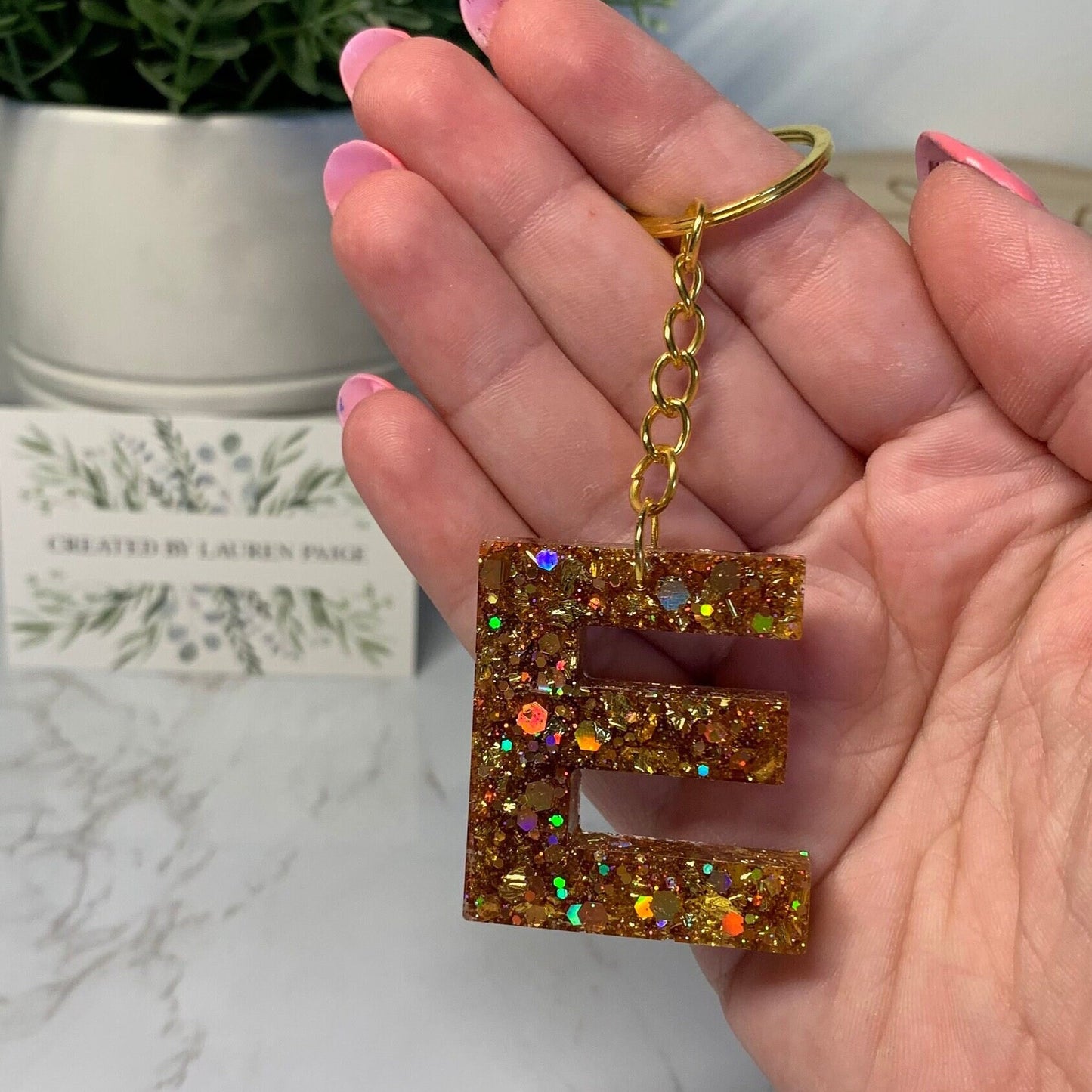 Letter Keyring / Keychain - Glitter (Availble in Silver, Gold or Pink)