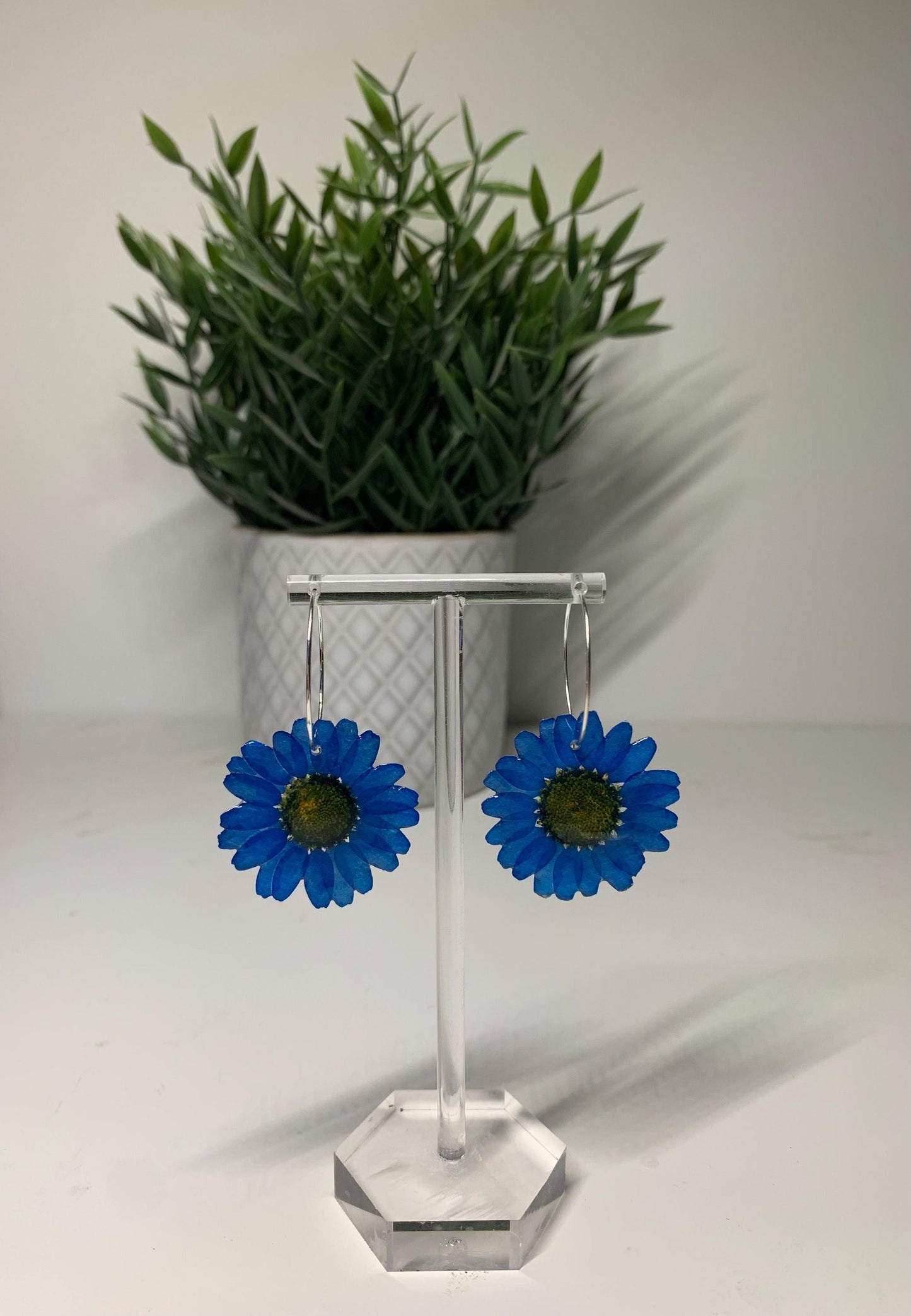 Daisy Earrings with Silver Hoops