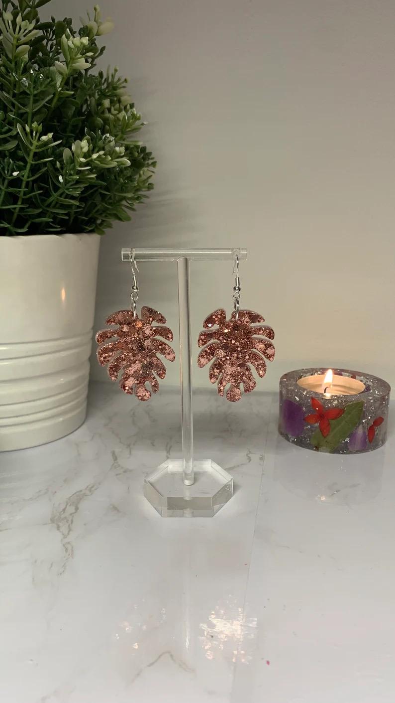 Large Earrings - with Glitter in a Range of Shapes