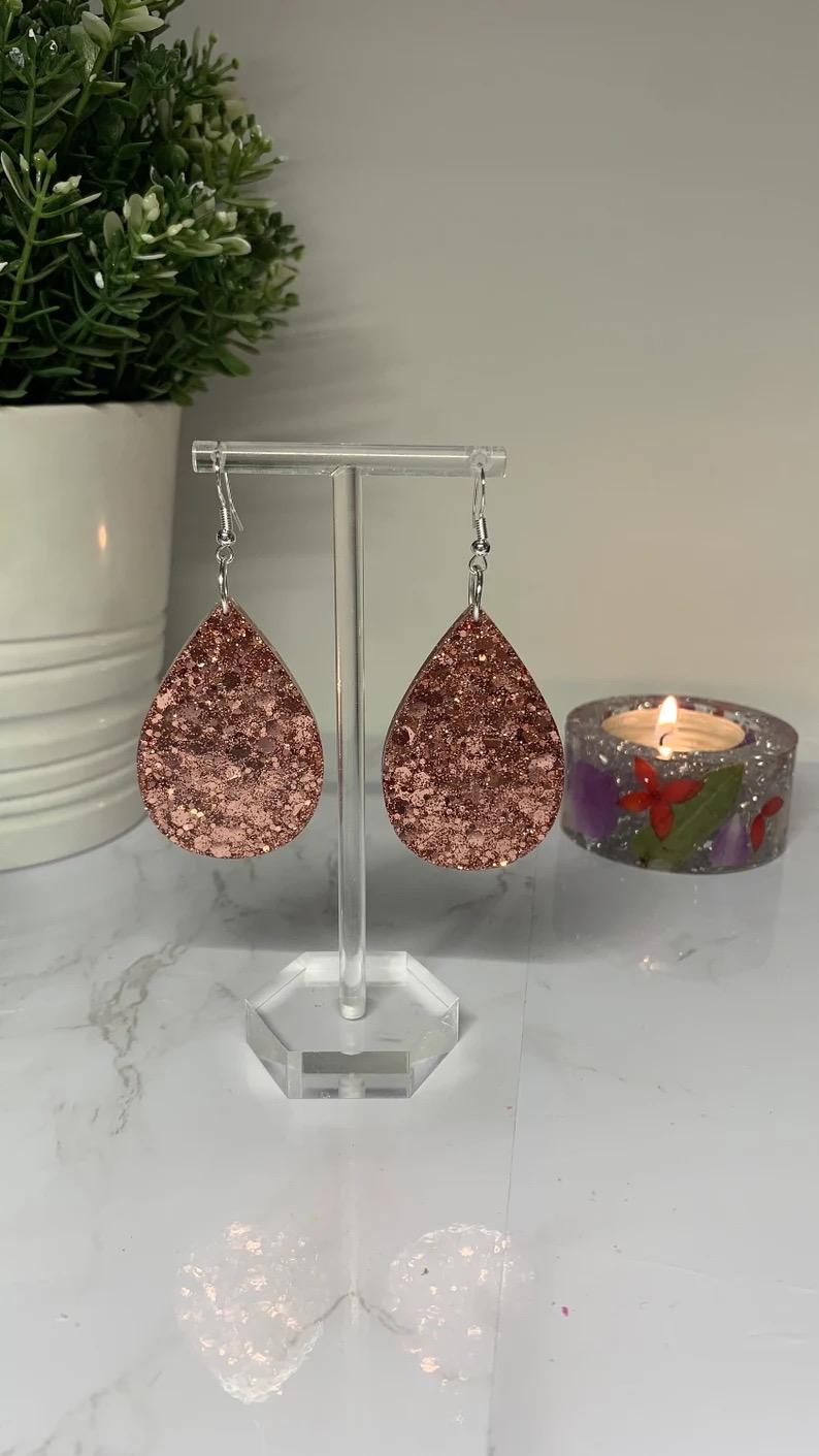 Large Earrings - with Glitter in a Range of Shapes