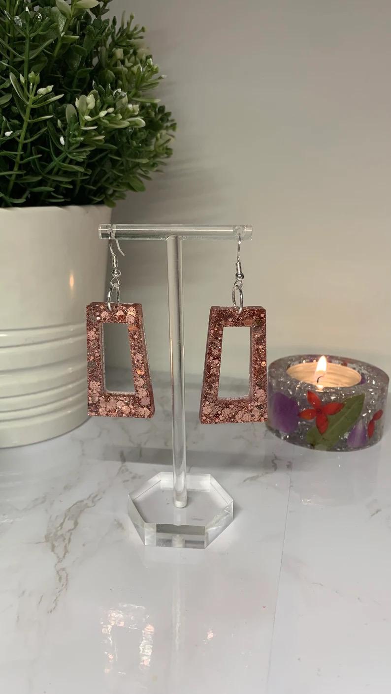 Large Earrings - with Glitter in a Range of Shapes