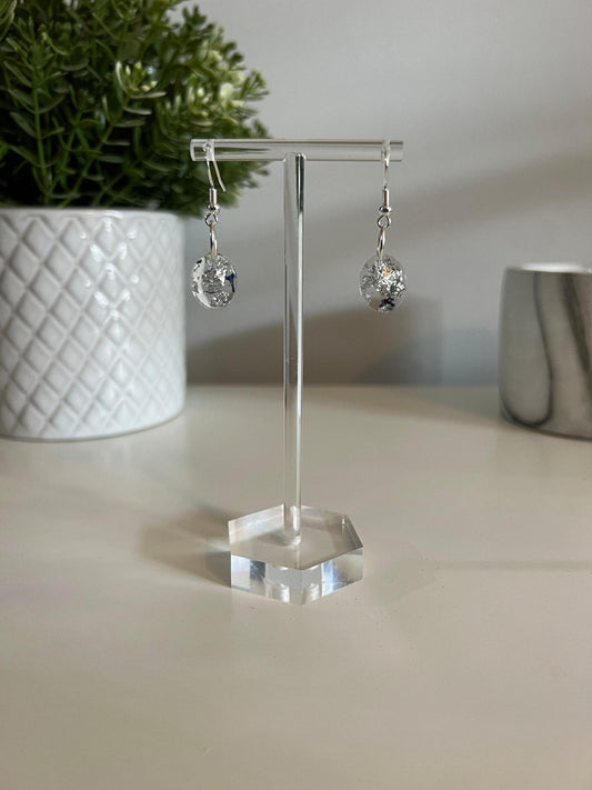 Small Earrings - With Pressed Flowers, Silver or Gold Foil in a Range of Shapes